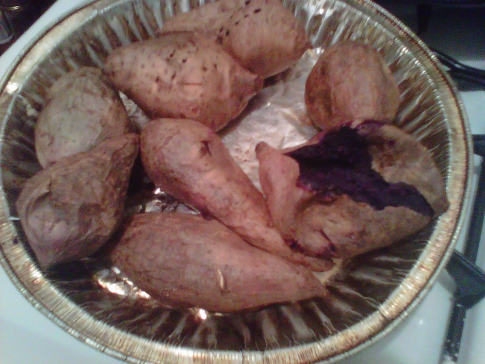 Baked purple sweet potatoes
